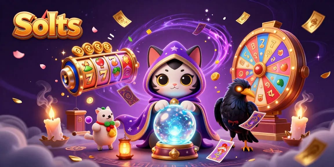 Engage in thrilling Slots with lively characters, mystical elements, and golden jackpots in this vibrant 3D illustration.