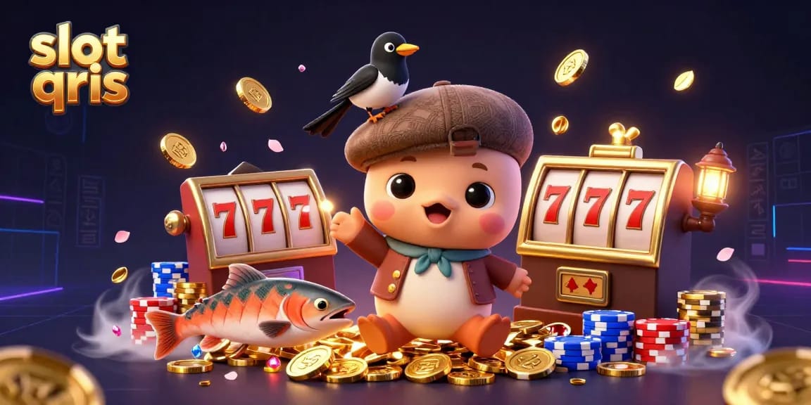 Engage with slot qris as baby Nessie and a magpie celebrate wins in a vibrant digital casino.