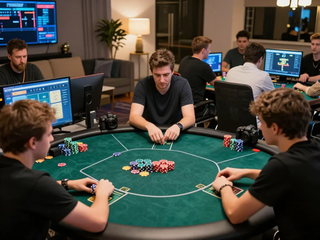 Engaged players at 388bet online poker tournament sharing strategies and excitement