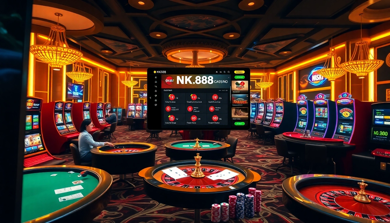 Play exciting games at https://nk88.baby/ in a vibrant casino atmosphere with varied betting options.