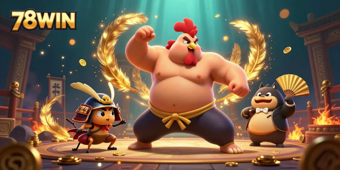 Experience thrilling gameplay at 78WIN with a dynamic scene featuring colorful characters and gaming elements.