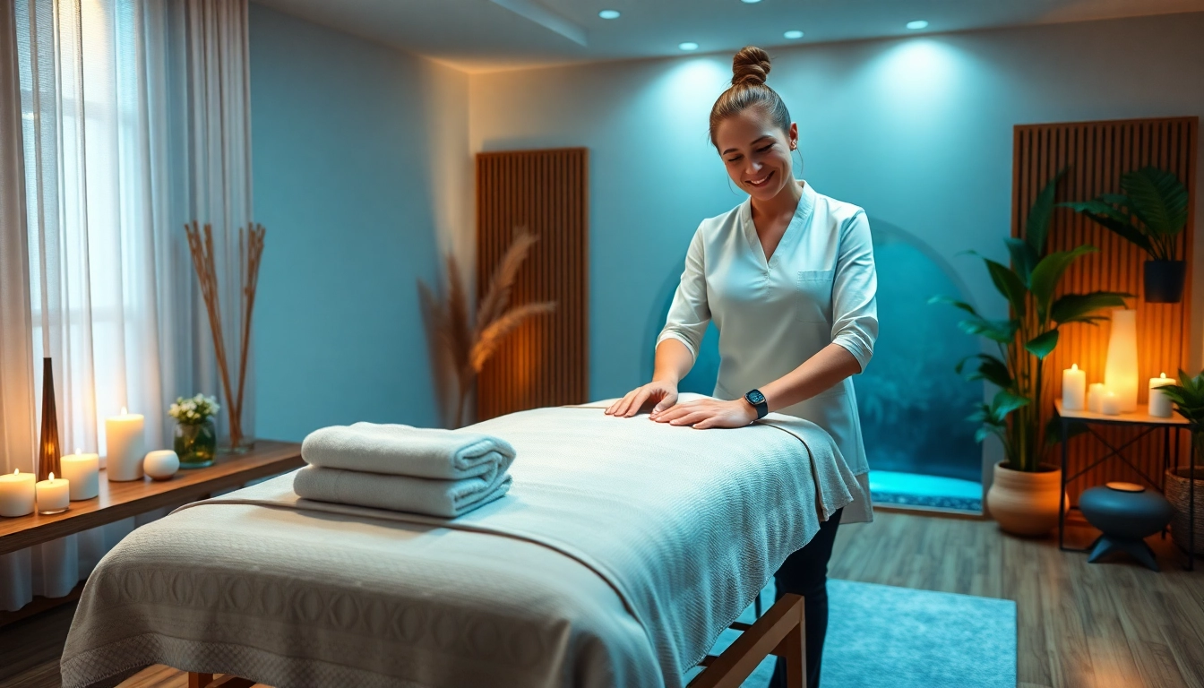 Relaxing home massage setup for 수원출장마사지, featuring soothing colors and ambiance.
