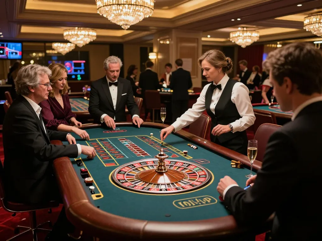 Players at a luxury roulette table enjoying the thrills of 5679 com's gaming experience