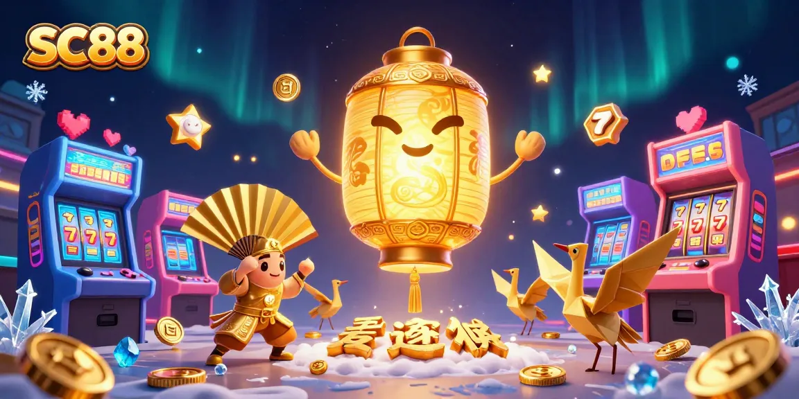 Experience the excitement of SC88 with a dynamic casino scene filled with vibrant gaming elements.