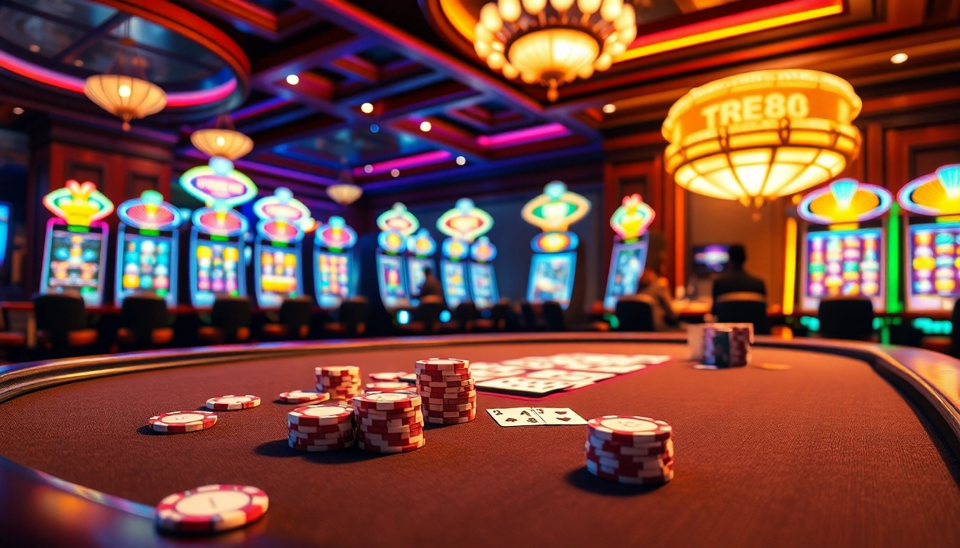High-stakes poker action at Trang Chủ TR88 with vibrant games and professional chips.