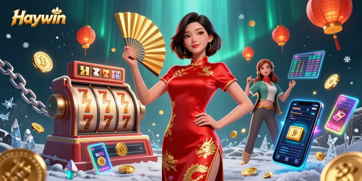 Experience thrilling gameplay with Haywin’s vibrant depiction of slot games and cryptocurrency elements.