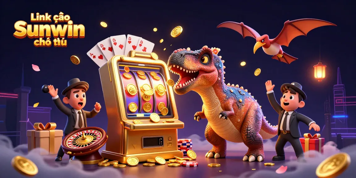 Engage with the vibrant casino entertainment in this artwork showcasing Link vào Sunwin chính thức with animated casino elements.
