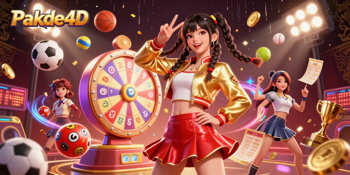 Engage with Pakde4D through vibrant 3D illustration featuring a stunning Asian woman celebrating with lottery elements