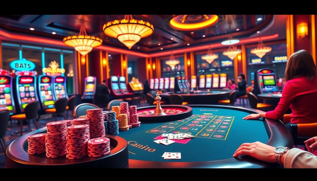 Exciting poker game scene at NK88 casino with players, chips, and vibrant atmosphere.