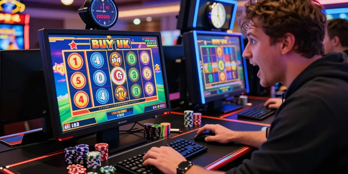 Player engaging with bonus buy slots uk on vibrant online casino screen, highlighting excitement and action in dynamic gaming environment.