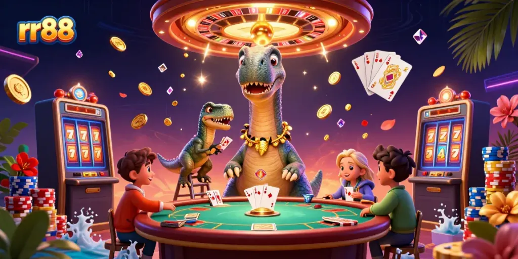 Experience the excitement of rr88 casino with colorful characters and vibrant gaming elements.