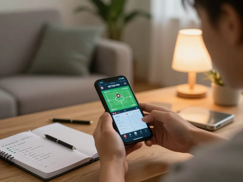 Analyzing tỷ lệ kèo nhà cái on smartphone while engaging in strategic online sports betting at home