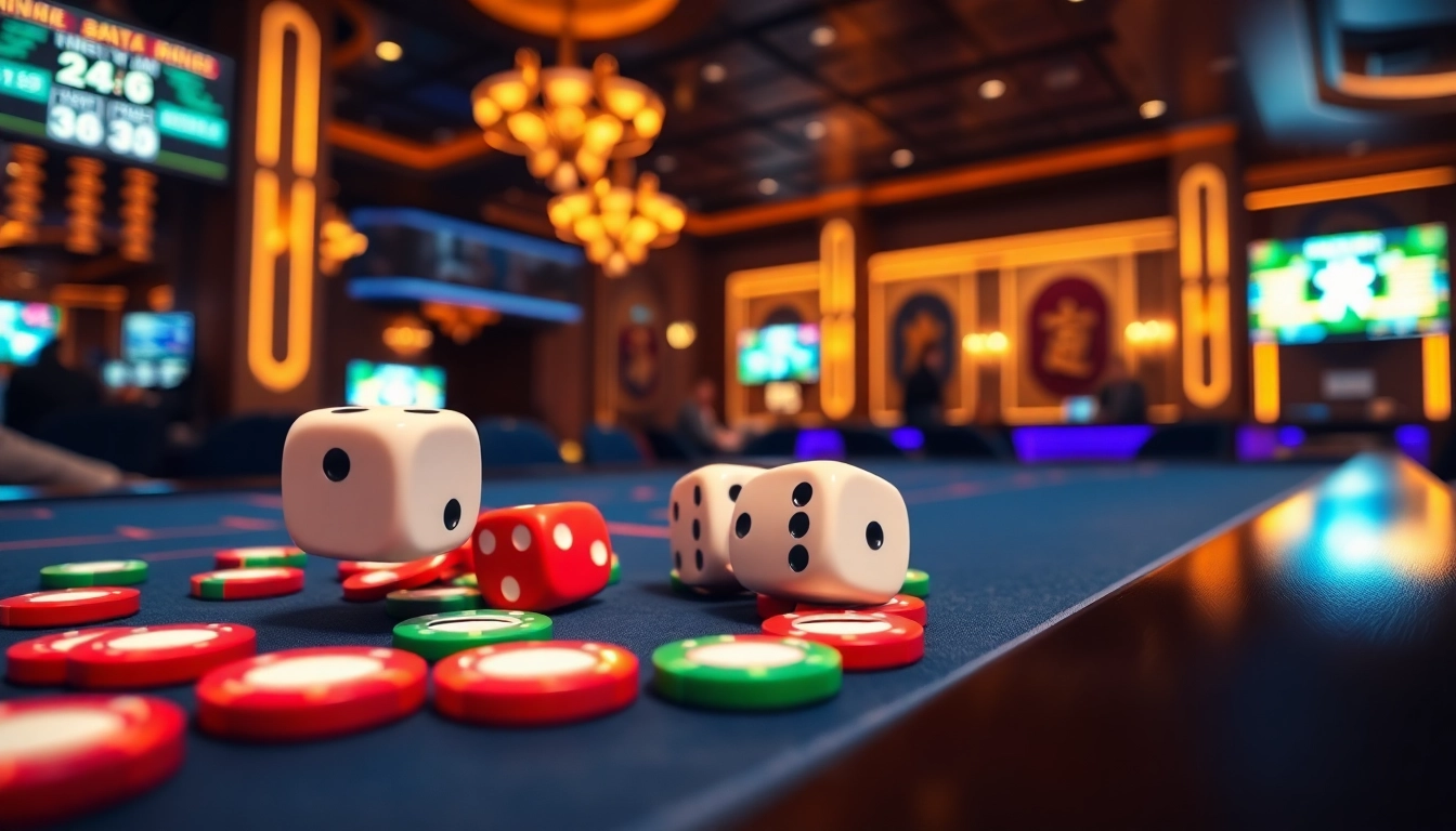 Experience high-stakes excitement in game tài xỉu at a luxurious casino.
