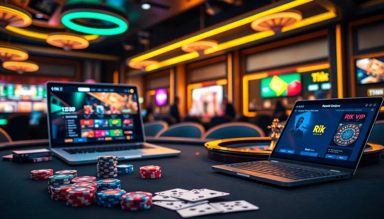 Experience the thrill of playing at rik vip with vibrant casino elements and high-stakes excitement.