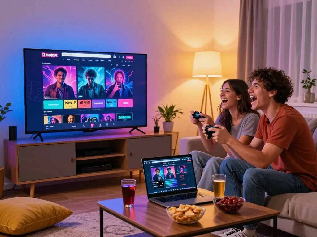 Engaged players exploring html porn games in a cozy gaming setup.