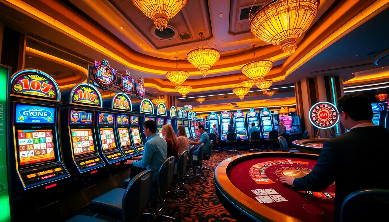 Experience a thrilling gaming session with Bro138 at this upscale casino featuring engaging slot machines.