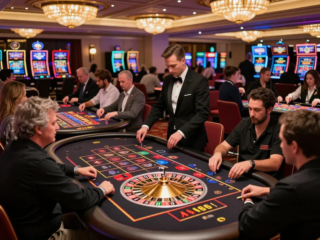 Engaged players experiencing the excitement of mm888 roulette at a vibrant casino floor with dynamic gameplay.