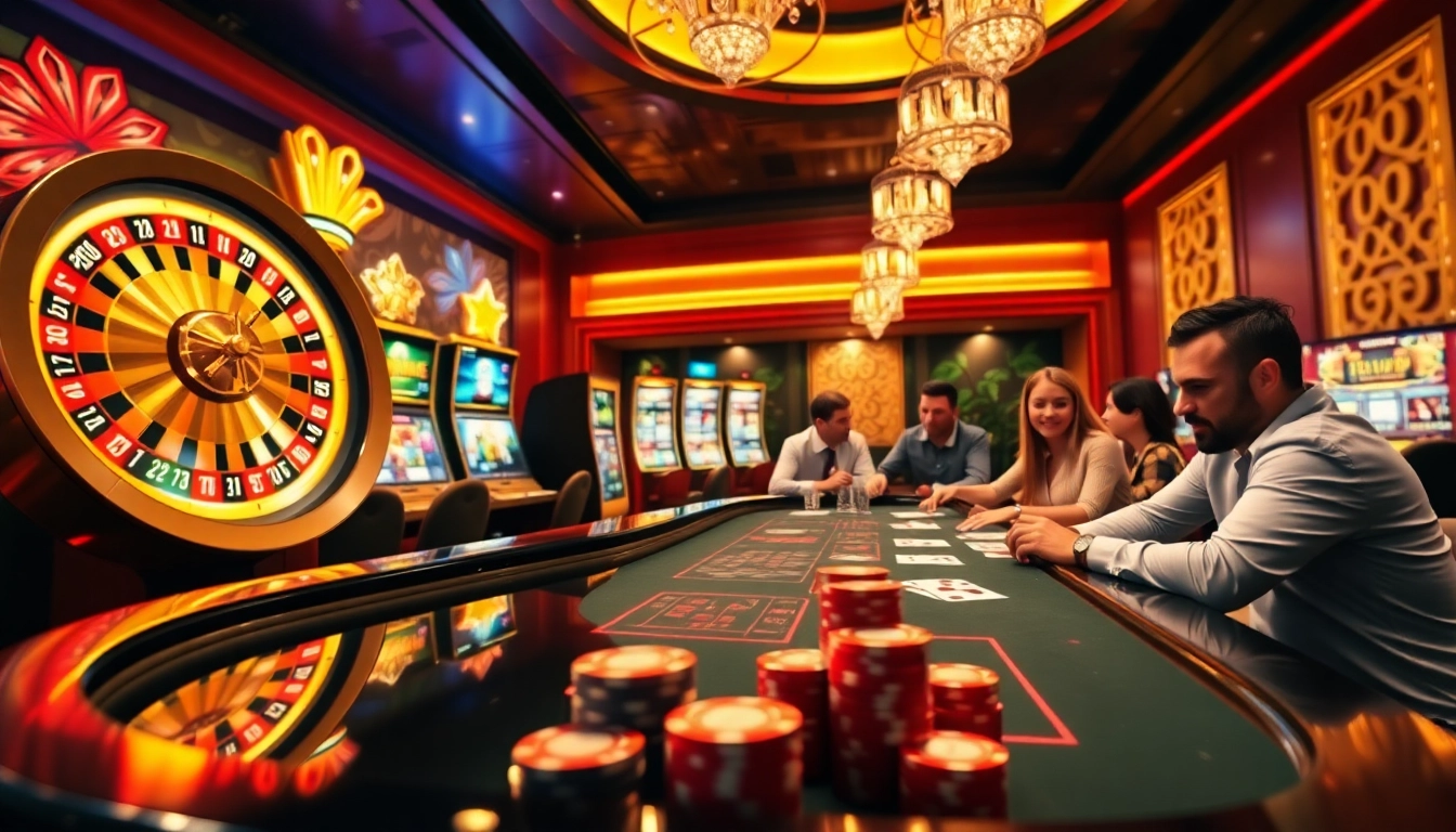 Engaging casino experience at https://789club.quest/ with slot machines and poker tables.