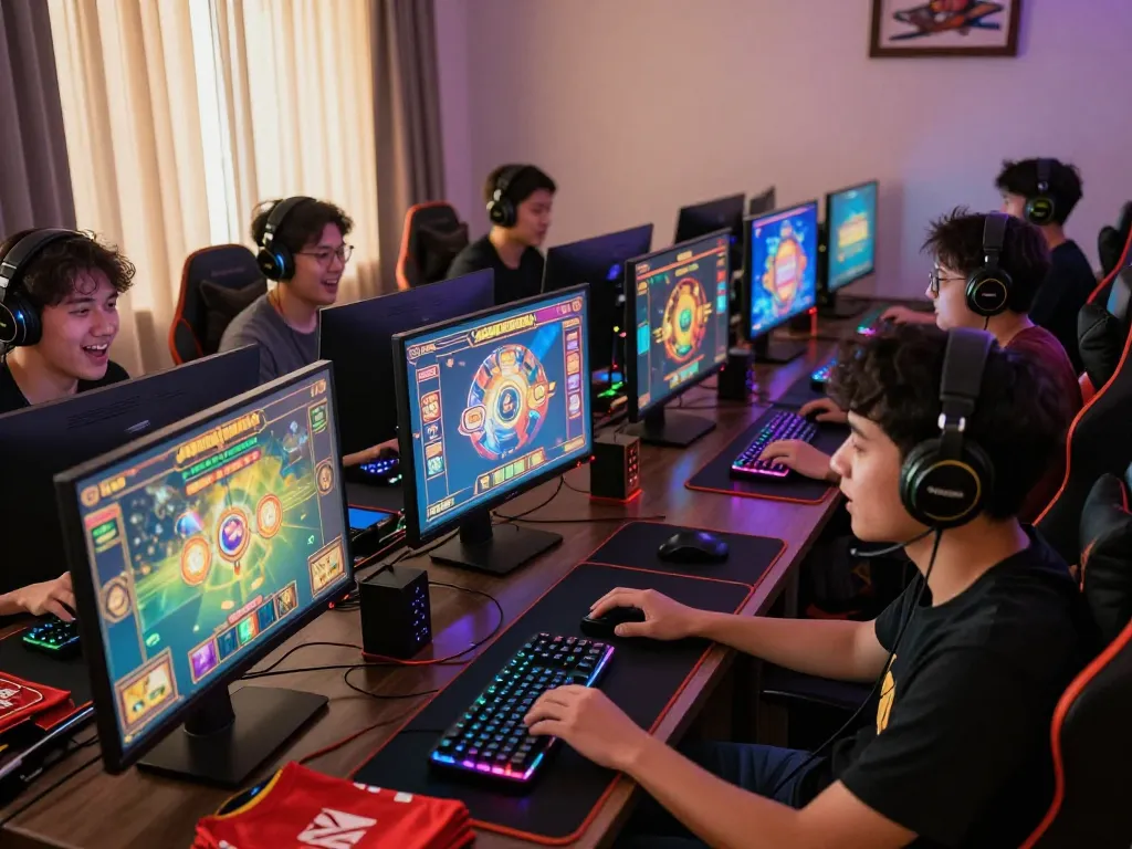 Pemain yang terlibat menikmati permainan situs slot gacor online di lingkungan rumah yang cerah.