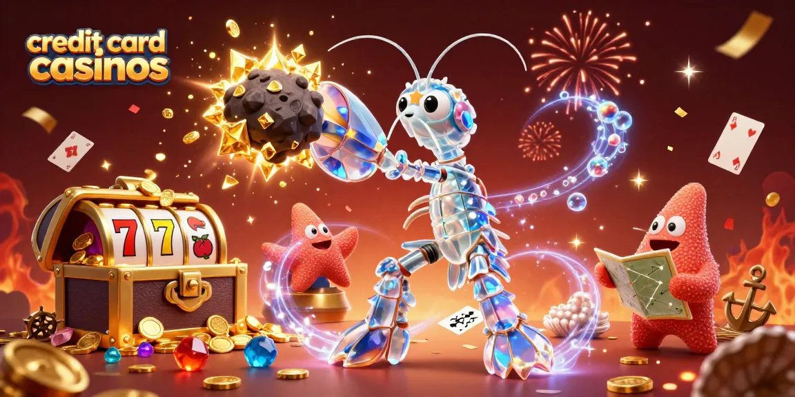 Experience exciting gameplay at credit card casinos with vibrant characters, slots, and rich treasures