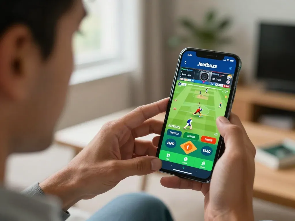 Engaging with the Jeetbuzz App for live sports betting during a cricket match