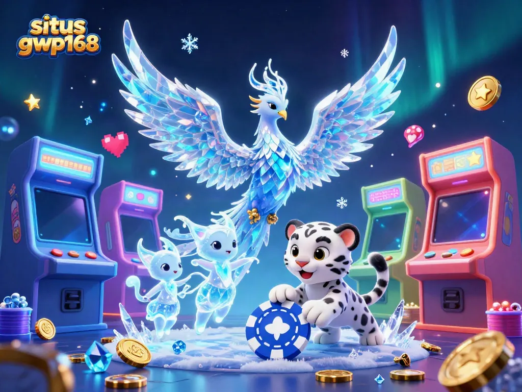 Permainan seru situs gwp168 dengan karakter fantasi, permainan arcade, dan elemen kasino.