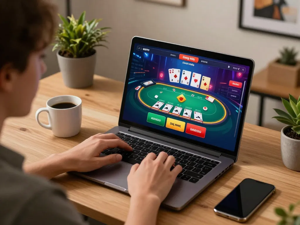 Engage in MM99 Đăng Nhập for thrilling online blackjack gameplay on a sleek laptop