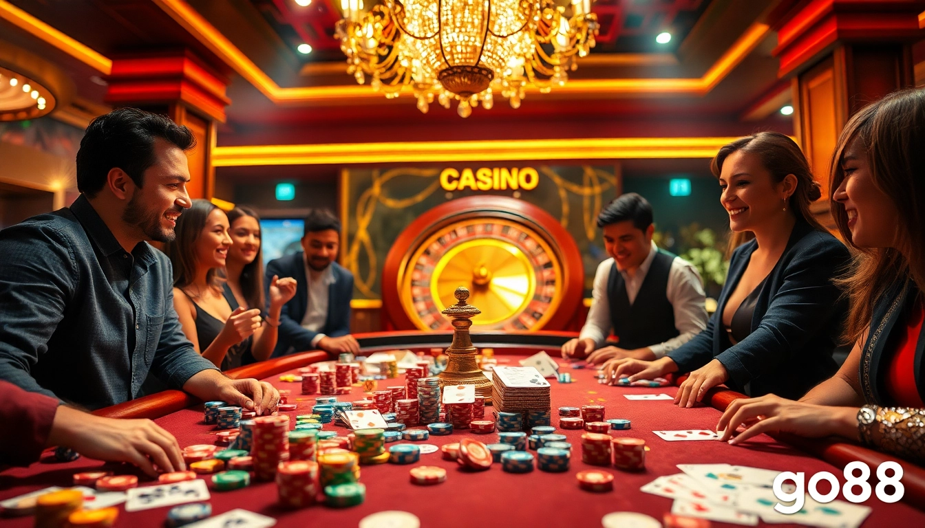 Experience the excitement and luxury of go88's vibrant casino atmosphere.