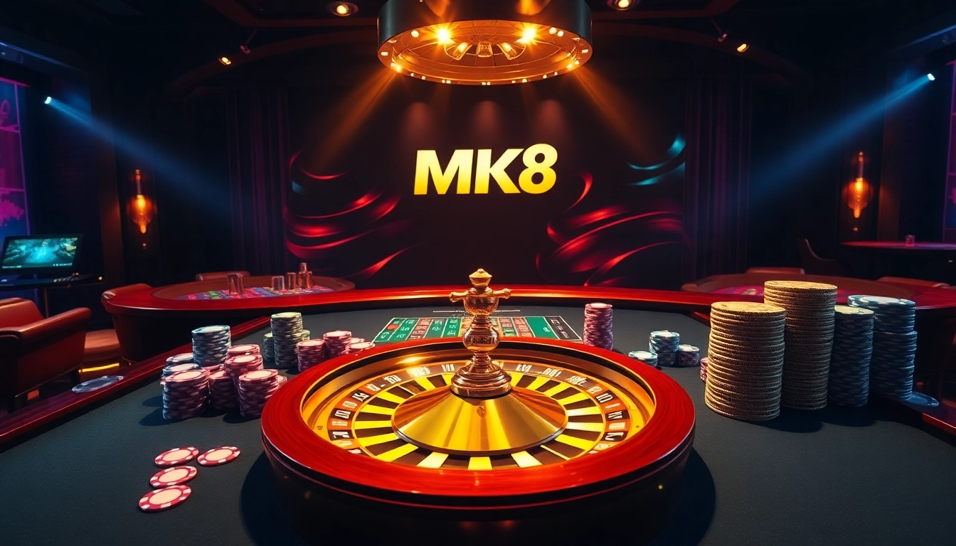 Experience the excitement of MK8 gaming with vibrant casino tables and thrilling betting action.