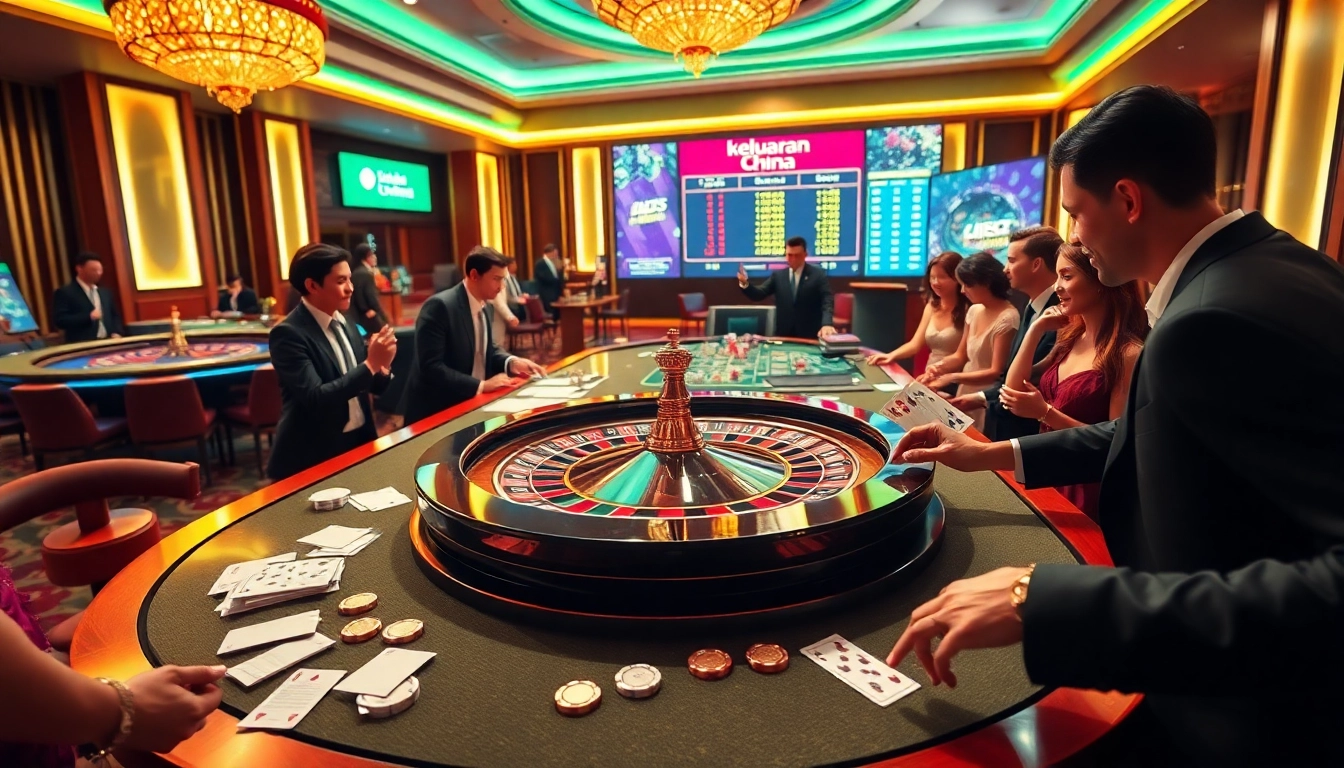 Players engaging in a thrilling casino game with keluaran china results displayed on a digital screen.