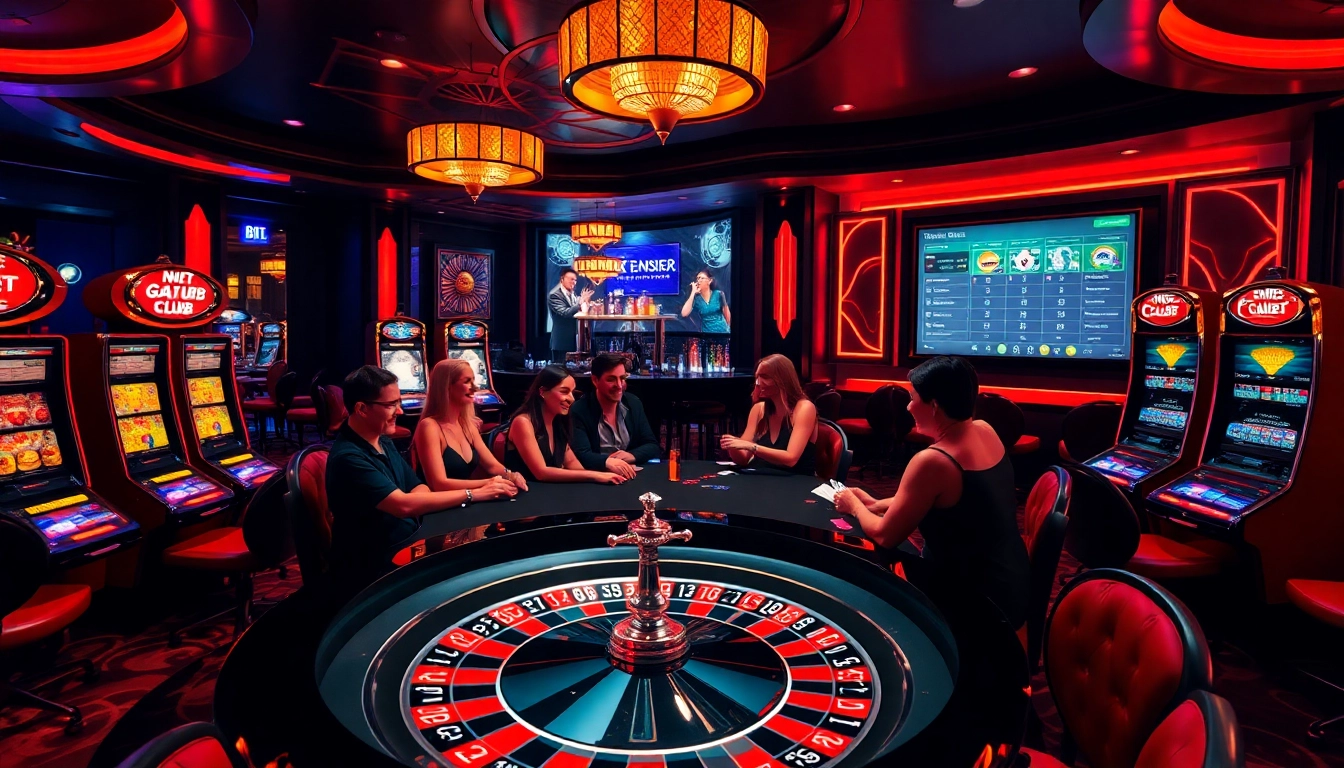 Experience the thrill of the Hit club with vibrant casino games and players engaging in high-stakes excitement.