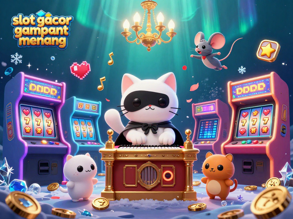Experience the thrill of slot gacor gampang menang with a vibrant casino illustration showcasing winning jackpots and playful characters.