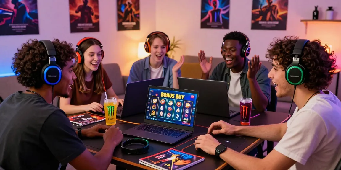 Engaged players exploring Bonus Buy Slots at https://crownnorthill.co.uk/ in a lively gaming setup.