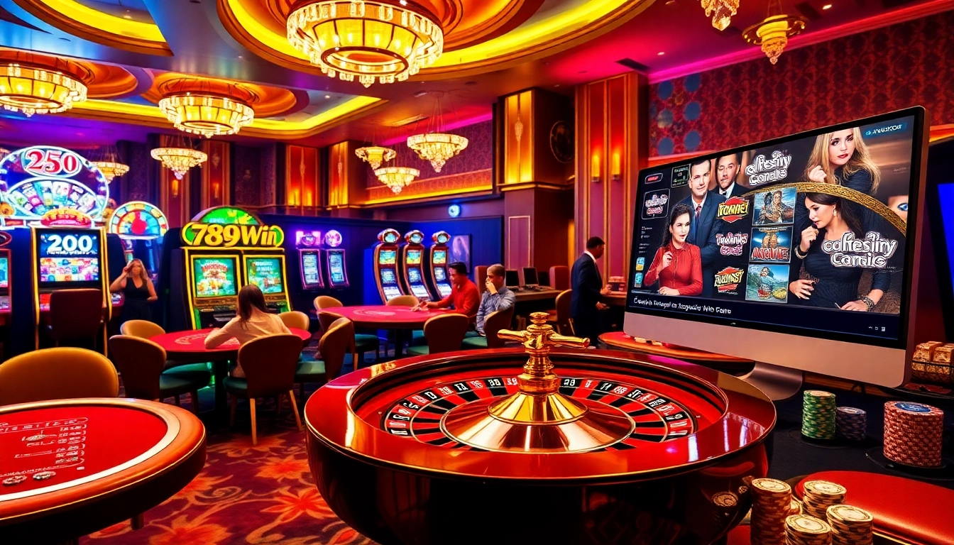 Engaging scene showcasing 789Win’s excitement with players enjoying casino games.