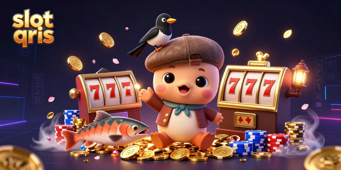Engage with slot qris as baby Nessie and a magpie celebrate wins in a vibrant digital casino.