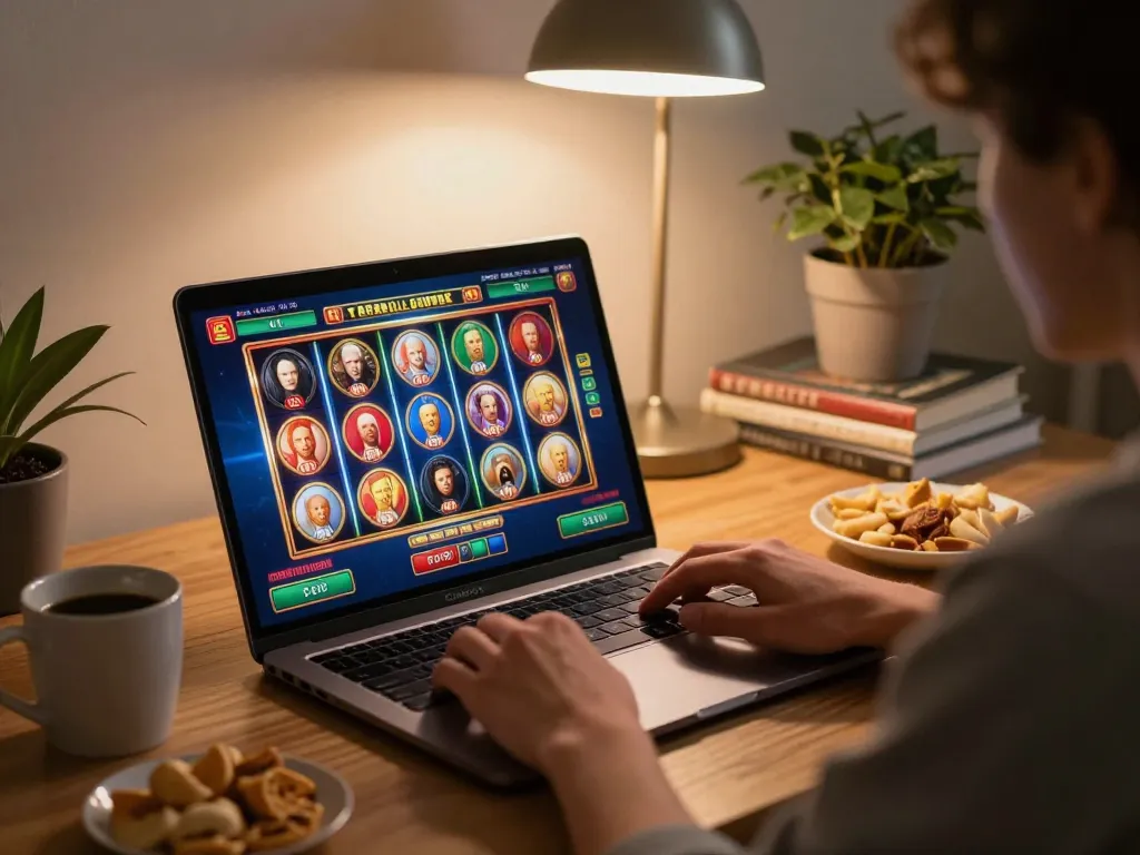 Engaging gameplay at home with a player using laptop for online gaming at GG88, linking to link vào gg88 for a rich experience.