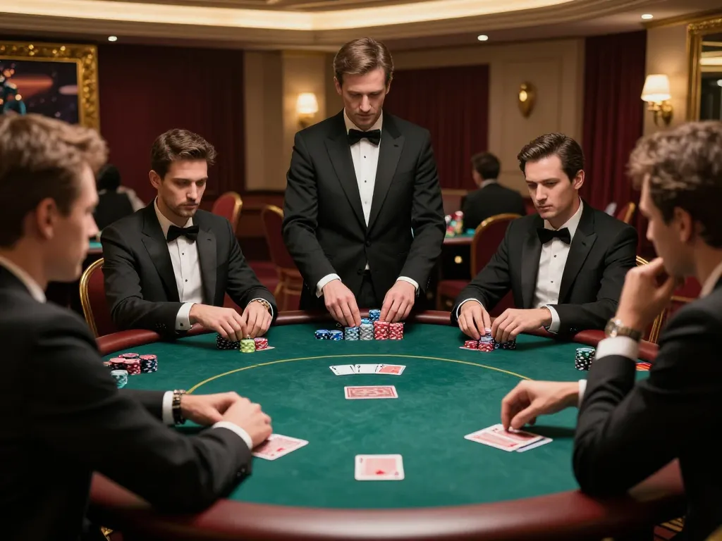 Casino poker night at TR88 with qtr88 players engaged in serious gameplay in an upscale VIP room.