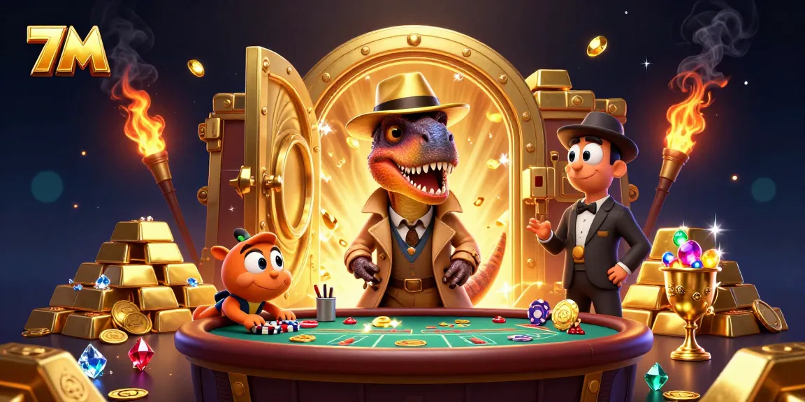 Experience thrilling gameplay with 7M as a velociraptor card counter plays blackjack in a vibrant casino.