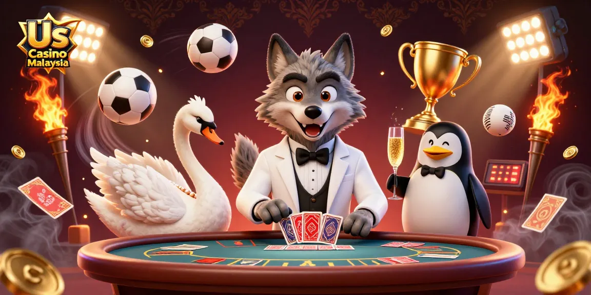 Experience thrilling gaming action at Us Casino Malaysia with engaging characters and vibrant sports elements.