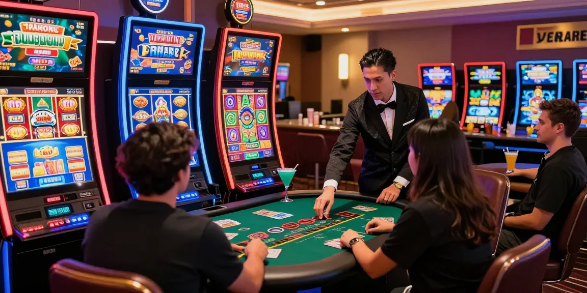 Players enjoying credit card casinos at being-there.org.uk with vibrant slot machines and engaging atmosphere.