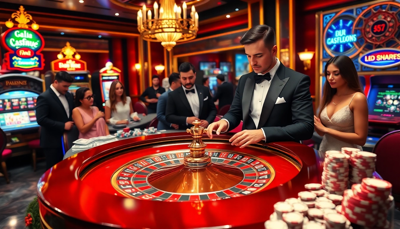 Experience the thrill of gambling at the OK8386 casino with vibrant roulette and excited players.