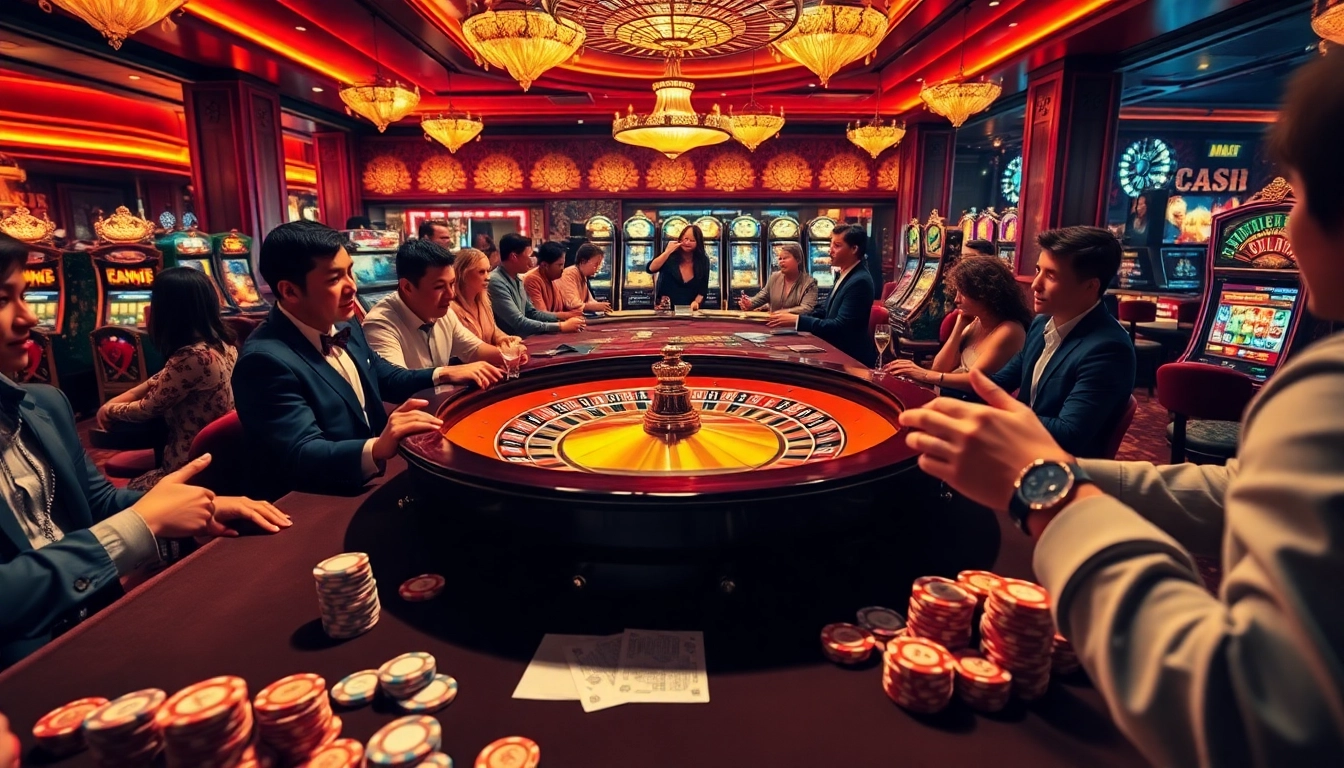Experience high-stakes gaming at a luxury casino with OK8386 roulette excitement and vibrant poker chips.