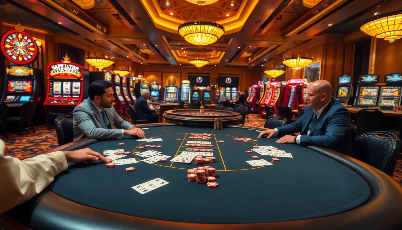 Exciting poker game atmosphere at 79king casino with engaging players and vibrant gambling visuals.