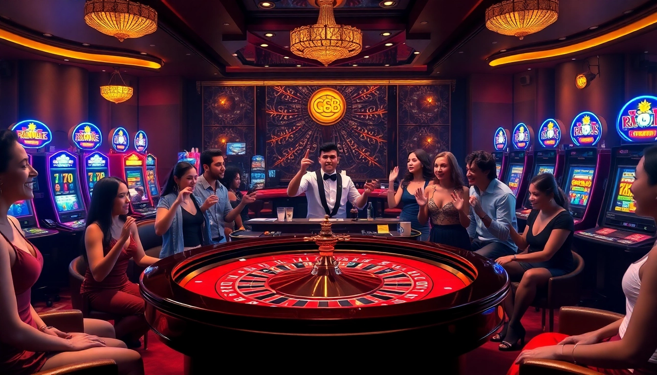 Gamblers enjoying their bets at the GG 88 luxury casino table in a vibrant atmosphere.