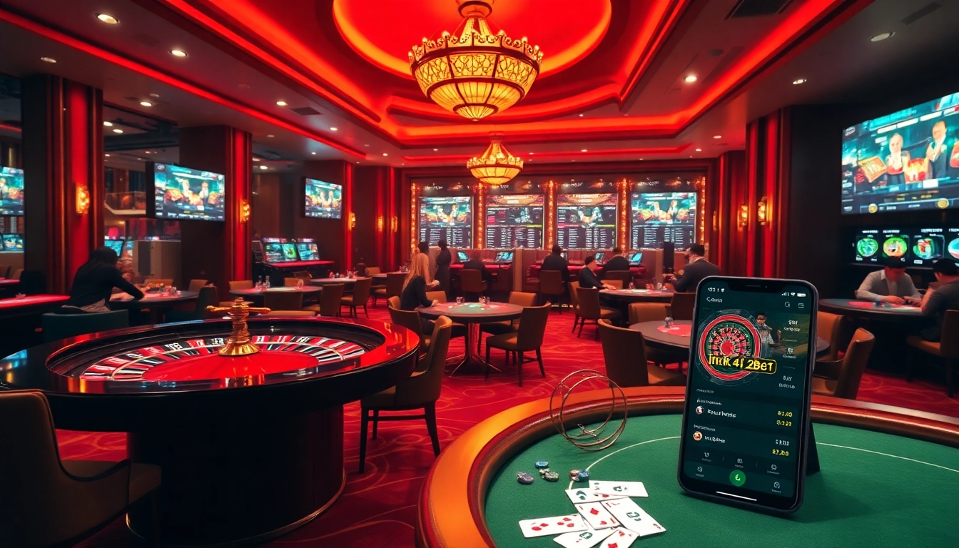 Engaging visual of "ink vao 12bet" mobile gambling interface with casino elements.