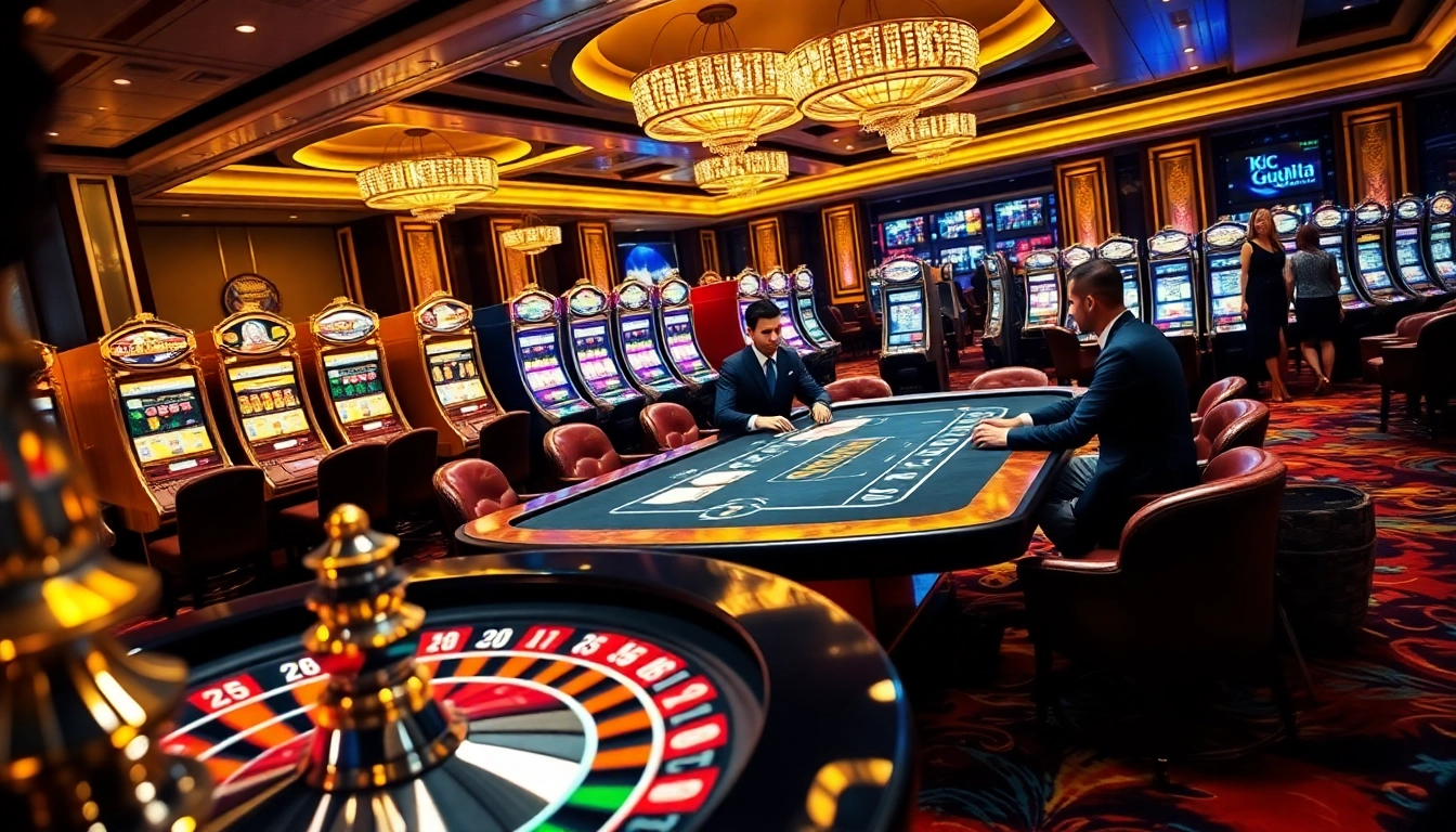 Experience the excitement of KJC Global's luxurious casino gaming scene with poker, slots, and roulette.