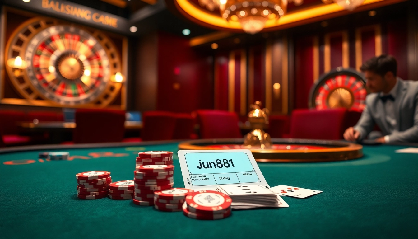 Engaging players strategizing at a jun881 poker table, wrapped in luxury and excitement.