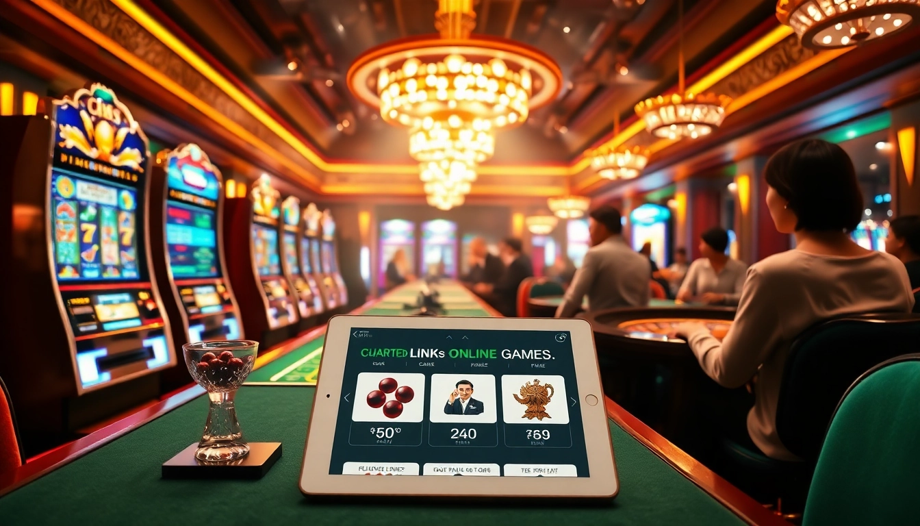 Experience the excitement of gambling with curated links in this vibrant casino scene featuring 다양한 슬롯과 테이블.