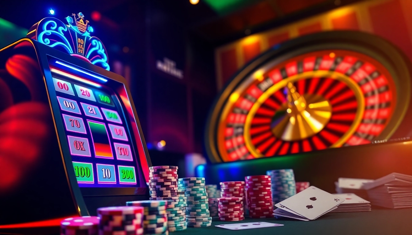 Experience the excitement of 6slots8 com with poker chips and a spinning roulette wheel.