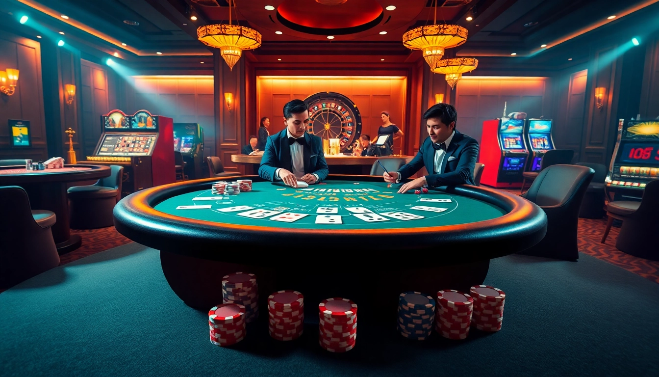 Experience the thrilling world of online gambling at nhà cái KING88 with engaging card games and luxurious casino atmosphere.